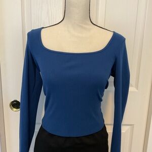 Hollister Blue Square Neck Long Sleeve Top